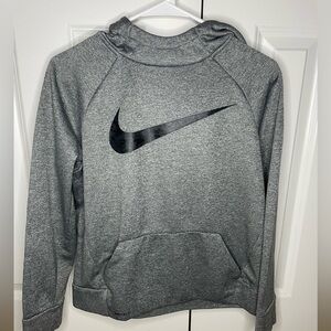 Kids XL Nike scuba neck pullover hoodie gray w/ black pattern swoosh